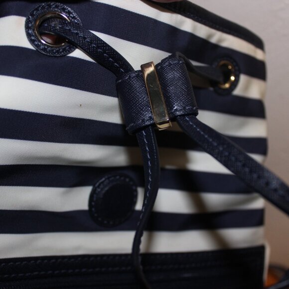 New $398 Large Tory Burch New Style Blue White Striped Backpack Bag main image 8